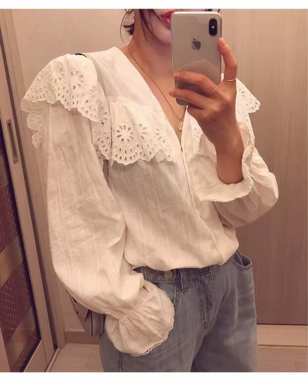 カットワークレースブラウス  AJ−1079-E03