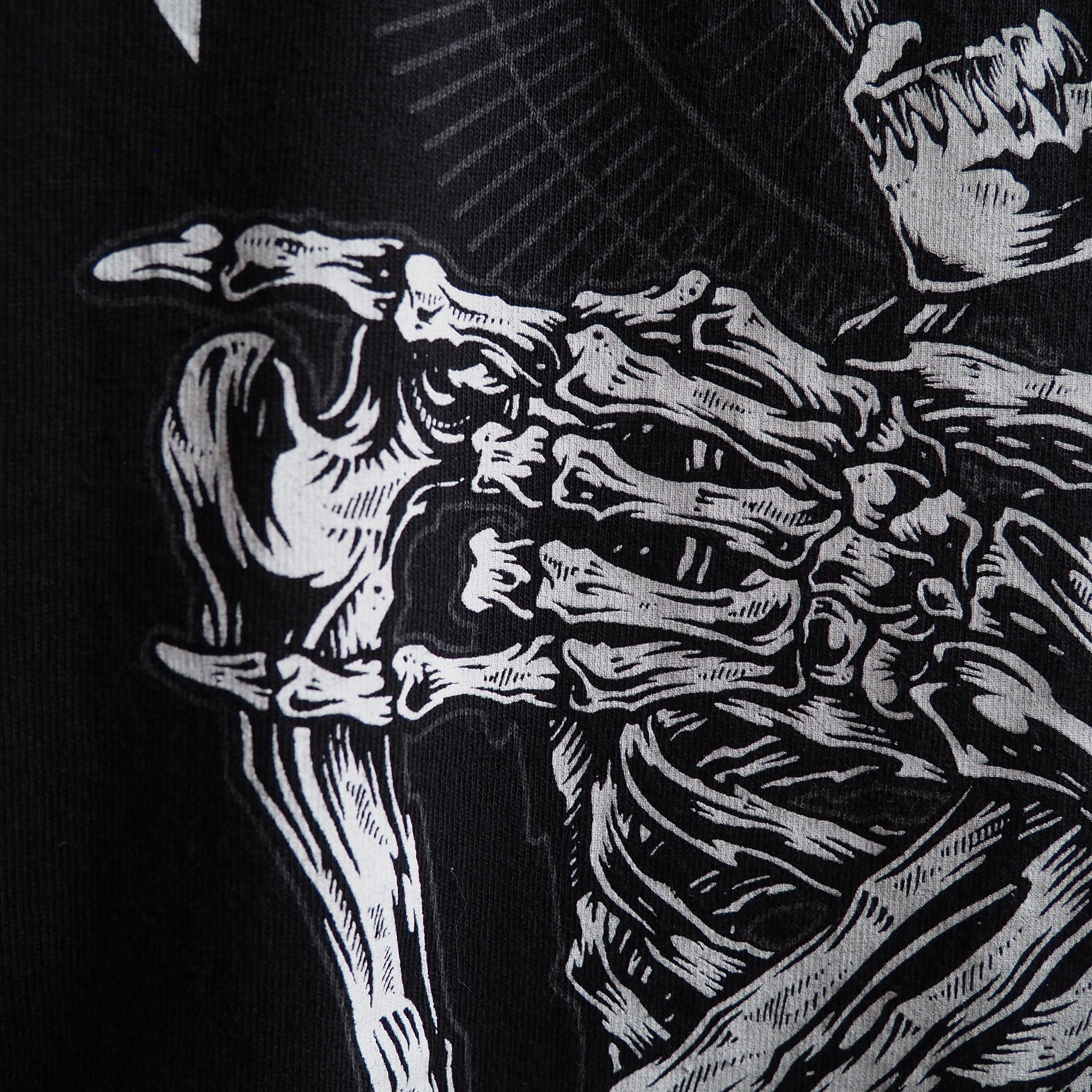 Bone prayer human graphic printed Black loose S/S Tee