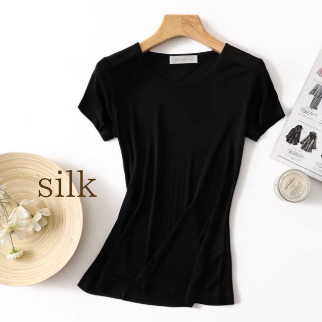 【6color/L-XXL】silk color simple  Tshirt S138