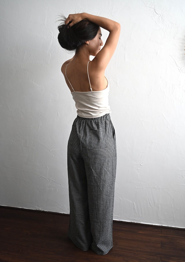 Handloom Cotton Check Wide Pants
