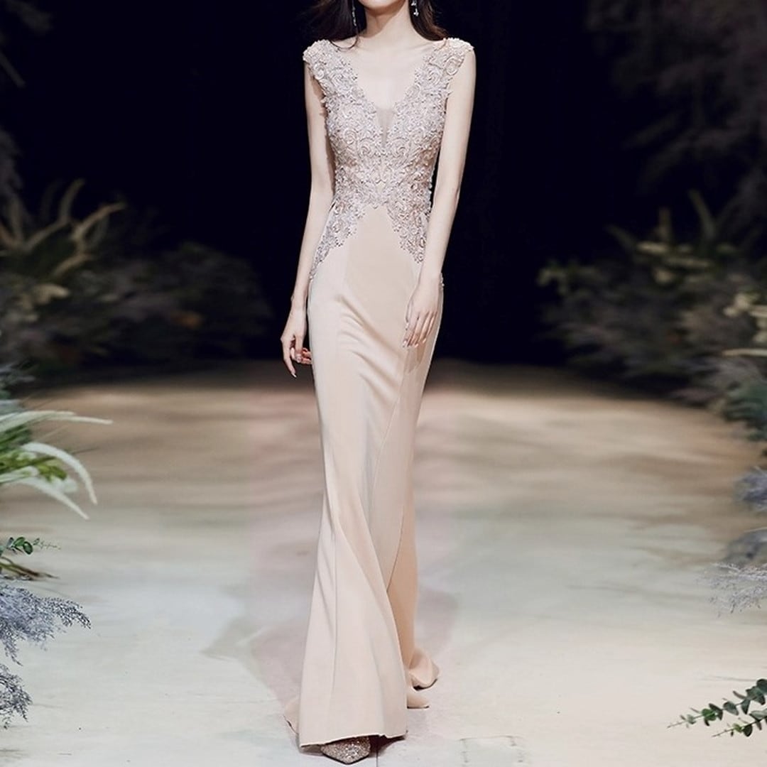 sleeveless V-neck long dress(5color) V259