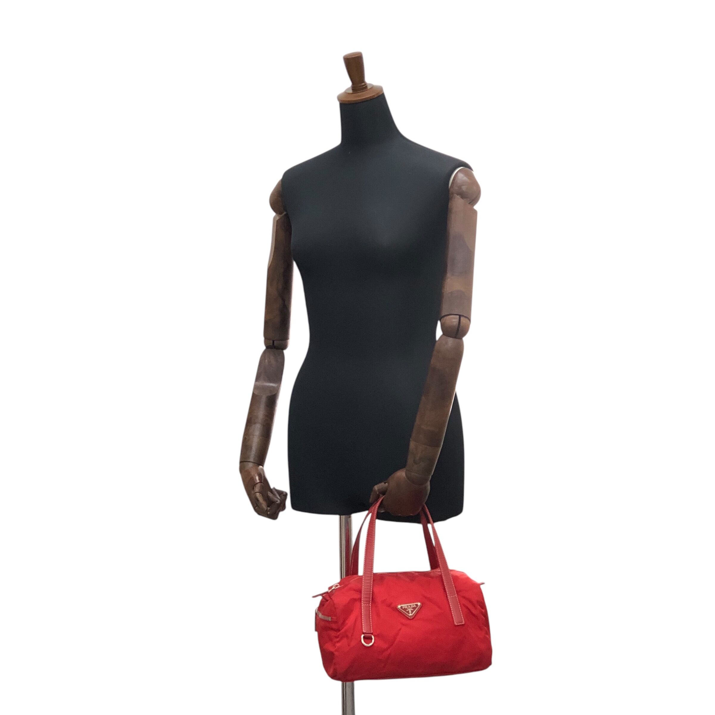 PRADA プラダ ハンドバッグ レッド トライアングルロゴ ナイロン ミニ
