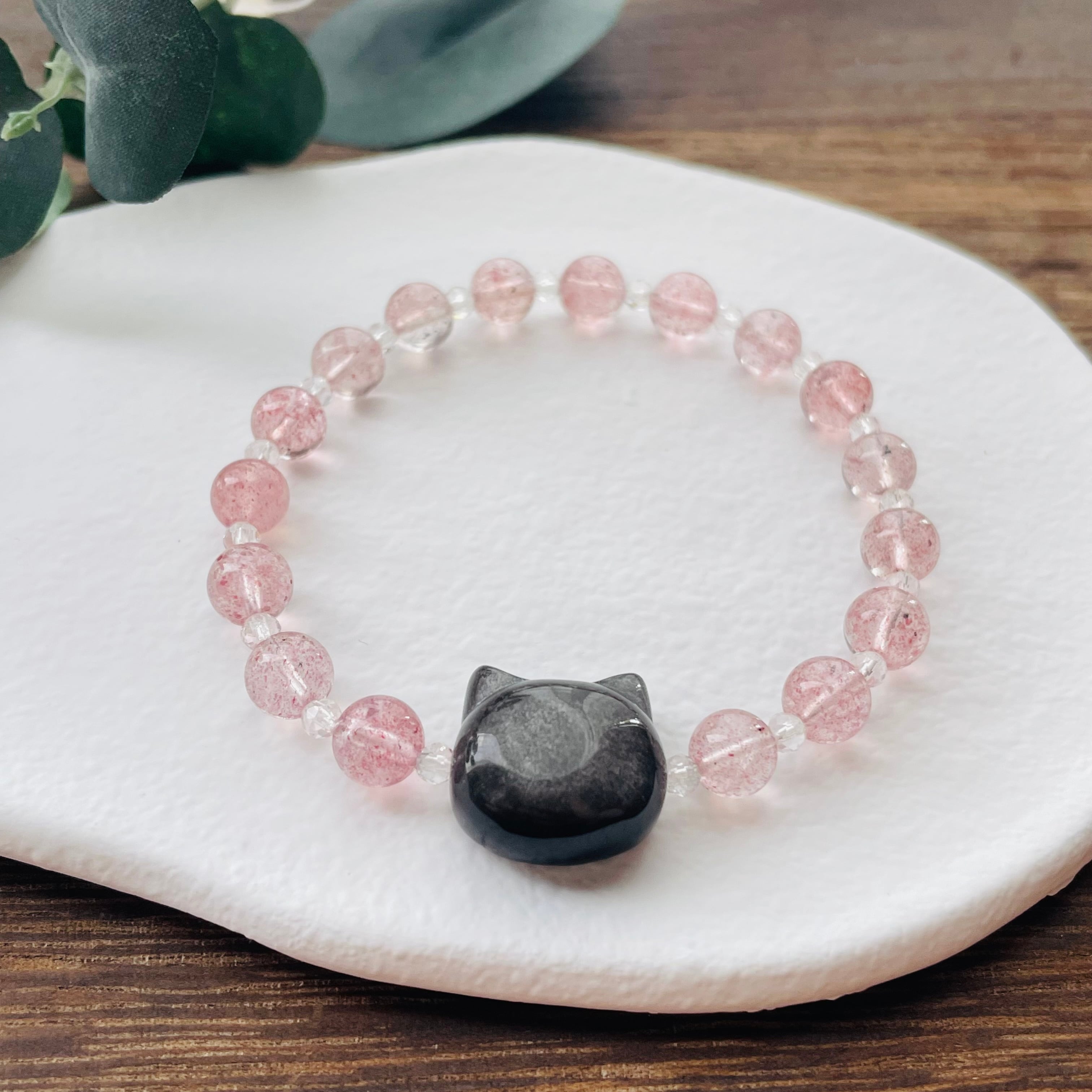 41222-⑨猫×パワーストーン|ブレスレット|信頼関係を深める| 猫雑貨 猫モチーフ 猫グッズ アクセサリー 天然石 プレゼント ギフト レディース