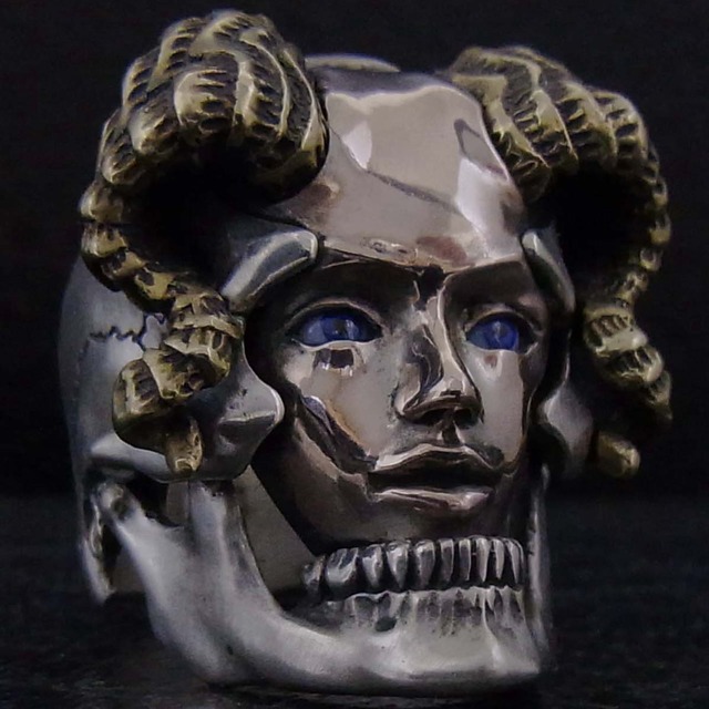 Succubus Ring Pink Silver face Glass Eye