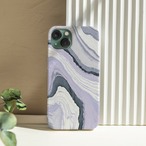 受注生産 iPhoneケース ラベンダーとネイビーの流線マーブル｜紙マーブリング MARB042A