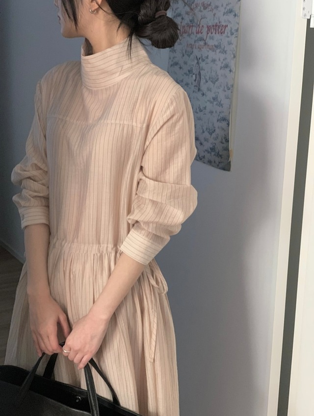stripe highneck one-piece