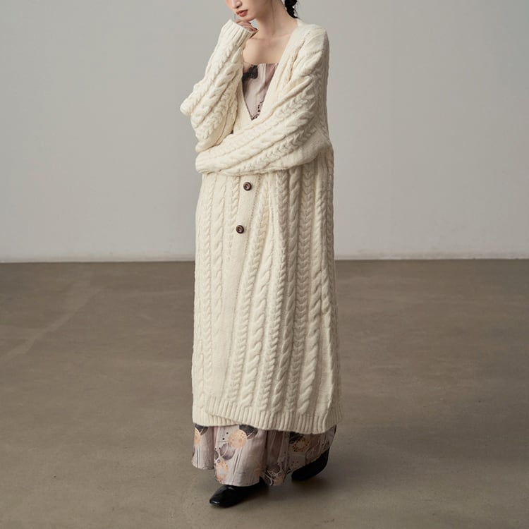 ケーブルロングニットカーディガン《2色》No.5478