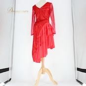 社交ダンス 衣装 ラテン ドレス ワンピース レッスンウェア パーティドレス レディース 赤 Scarlet スカーレット レッド系 レース 長袖 高品質 おしゃれ フェスティバル 体型カバー 存在感 輝く 赤色 デザイン ドレスアップ パーティ 着心地 抜群 試着 結婚式 特別な日 楽しい ダンス フィット 縫製 伸縮性 お祝い