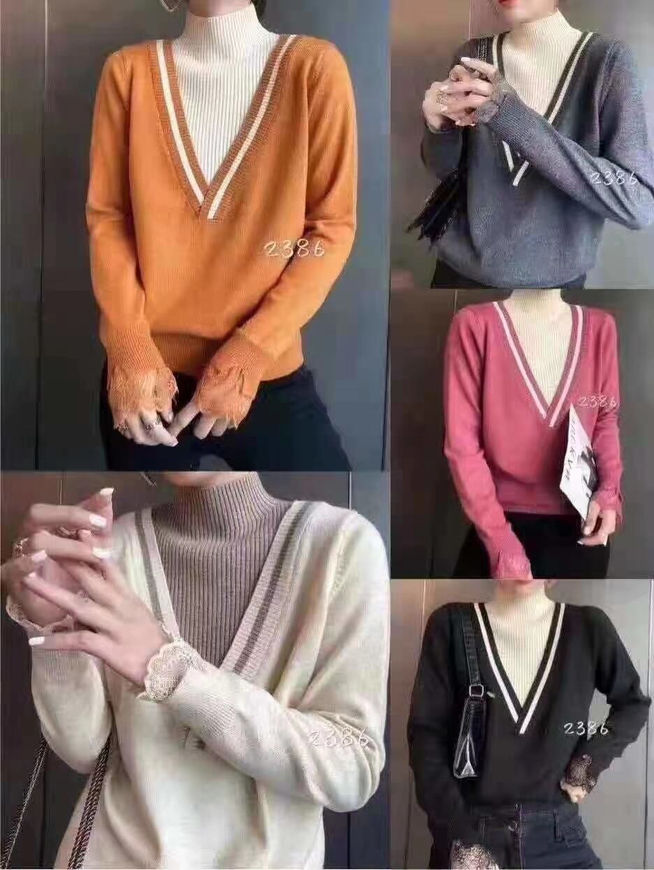 レイヤード風　Vネックニット　AJ111-W2129