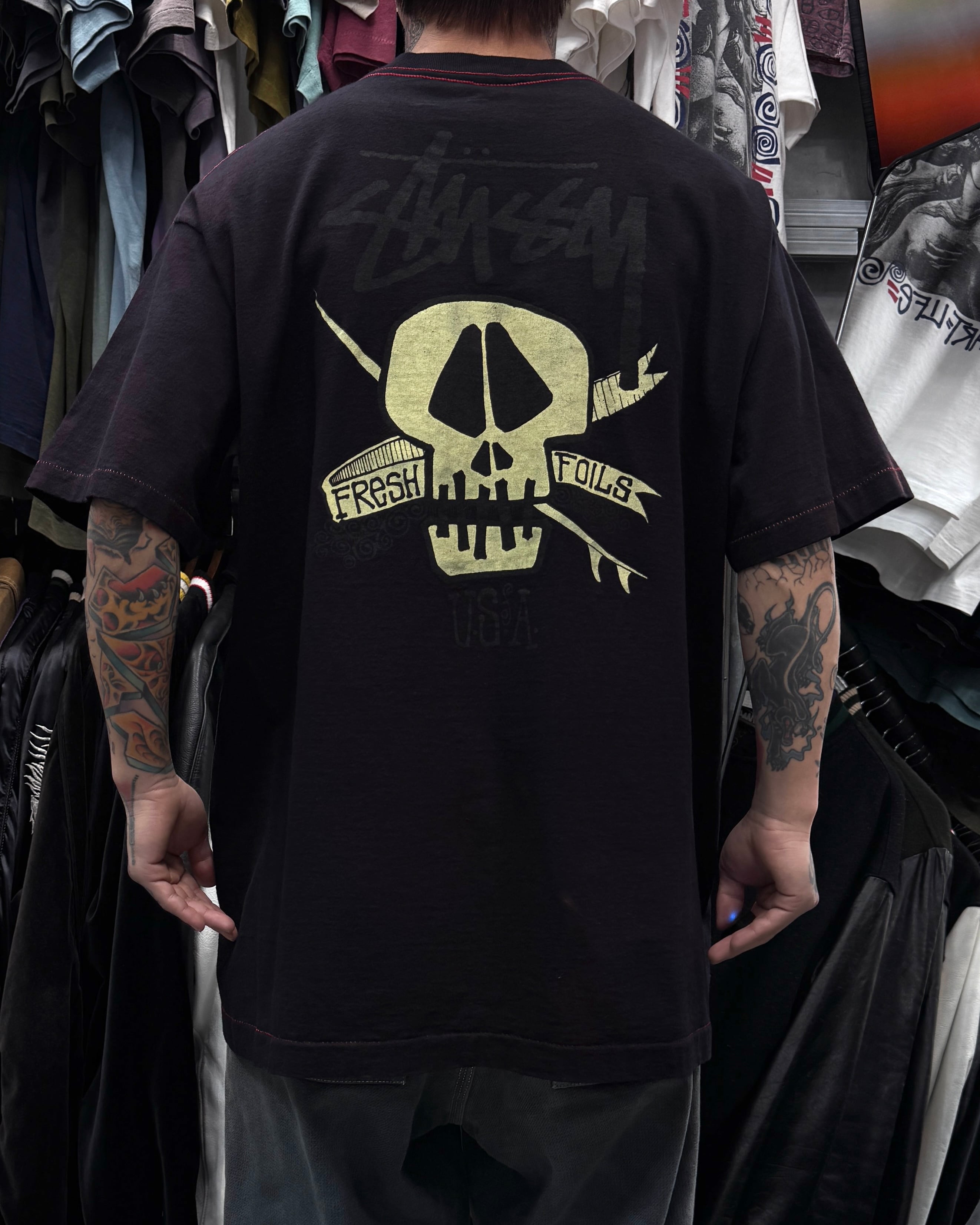 80's~90's old stussy “Surf Skull” Design Tee “黒タグ” “サーフ