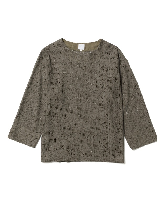 Sasquatchfabrix./24SS-CSL-004  ”LOVE & PEACE”  LACE SMOCK (OLIVE)