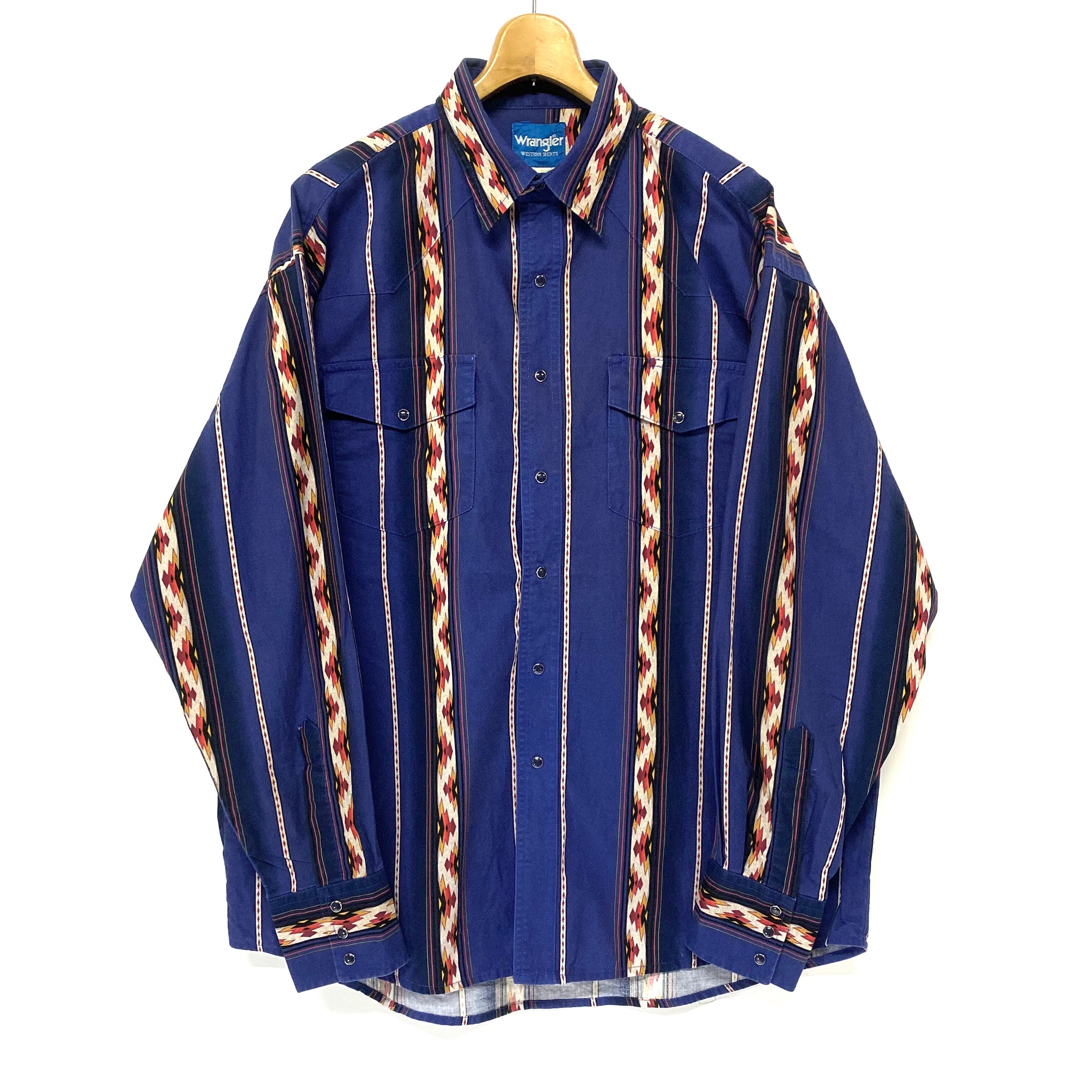 90年代 Wrangler ラングラー 総柄 ネイティブ柄 ストライプ 長袖