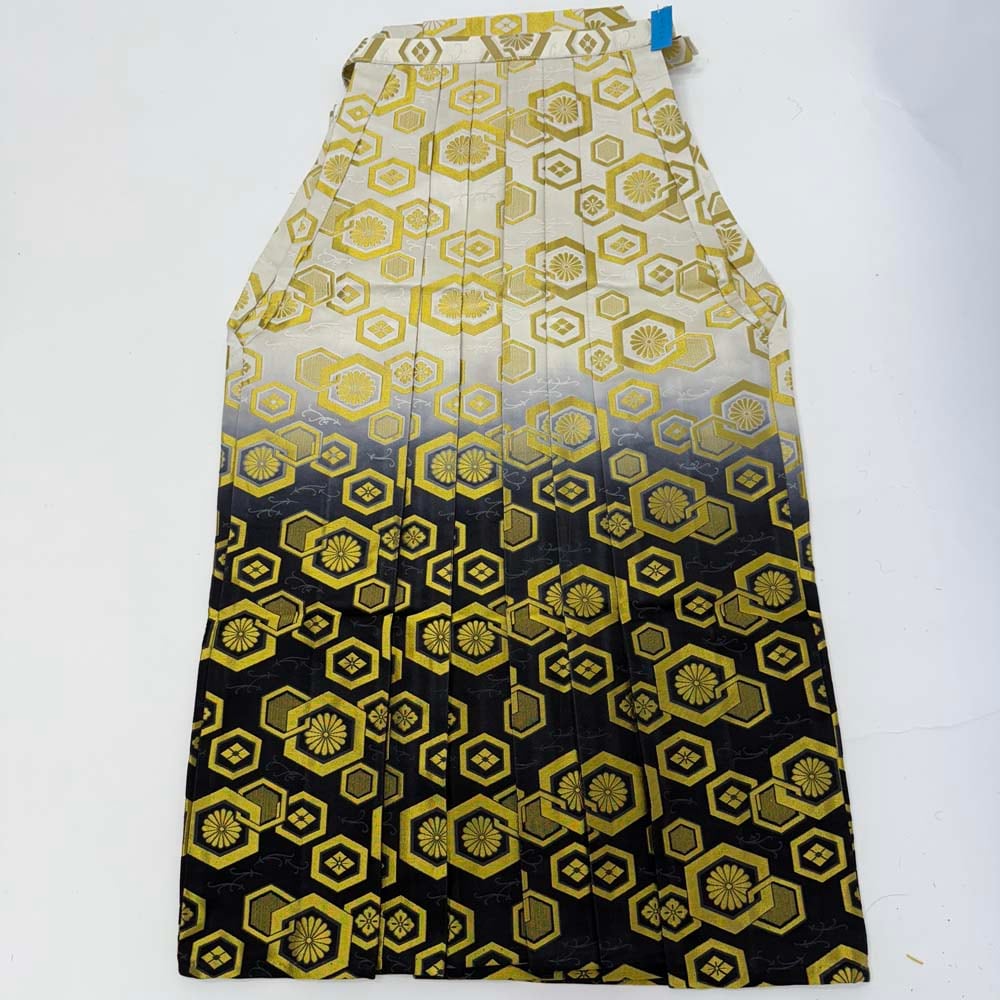 袴 行灯袴 男袴 紐下丈90cm 男性用袴 L-2Lサイズ 成人式袴 金 黒 中古 4624