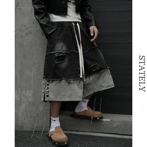 Layered Denim ショーツ_B141 画像