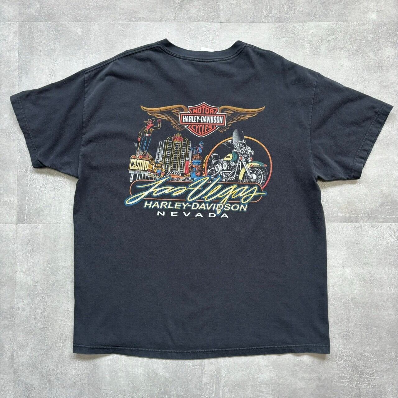 《XL size》Harley-Davidson ハーレーダビッドソン 00s usa製 プリントTシャツ ブラック 両面プリント No.3307