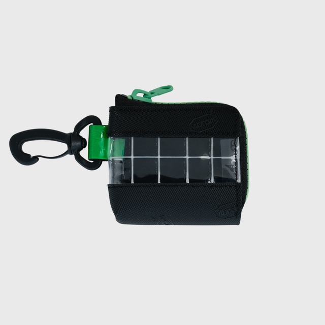 vibram micro case (black×clear) with green glowing zip
