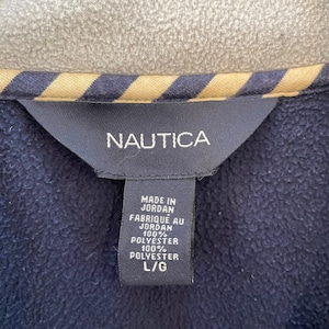 【NAUTICA】ハーフジップ フリース ジャケット ワンポイント 刺繍ロゴ ノーティカ メンズL アメリカ古着