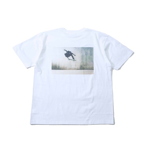 SK-back print T-shirt  white
