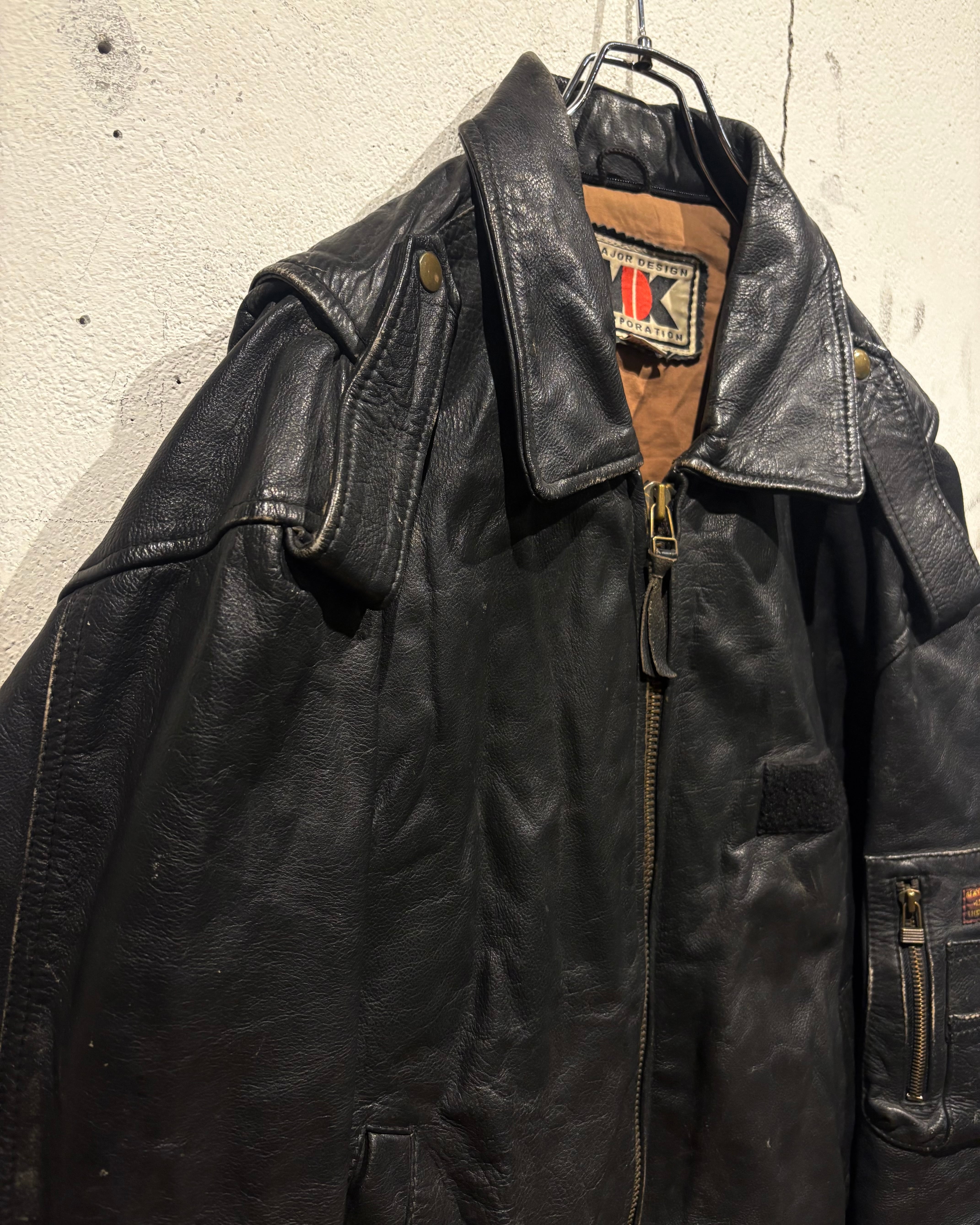 Caka otto】Flight Type Vintage Loose Leather Jacket | Caka(カカ