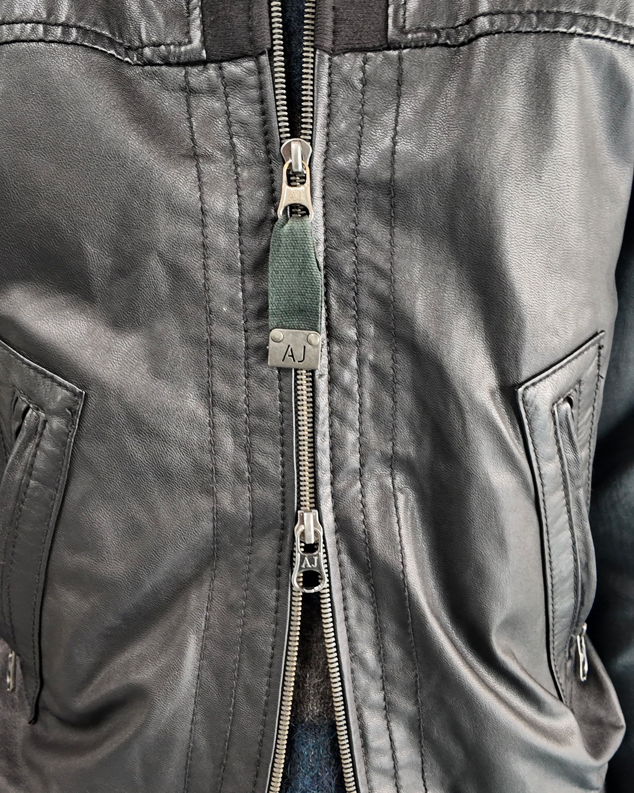 【ARMANI Jeans】leather coating linen switching blouson