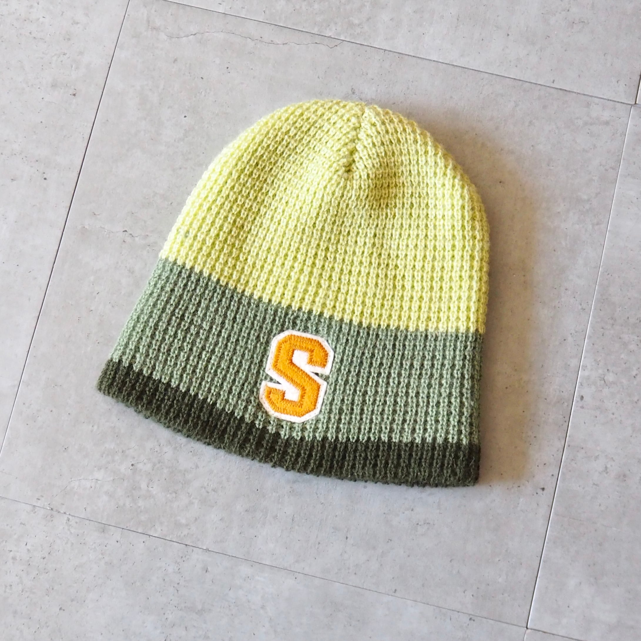 90s OLD STUSSY/Logo embroidery Long Beanie/Free/刺繍ロゴ/ロング