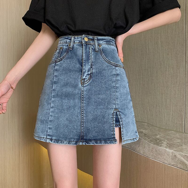 スカート サマーショートハイウェストウェスト薄手Aライン 夏物 試着室47906871452