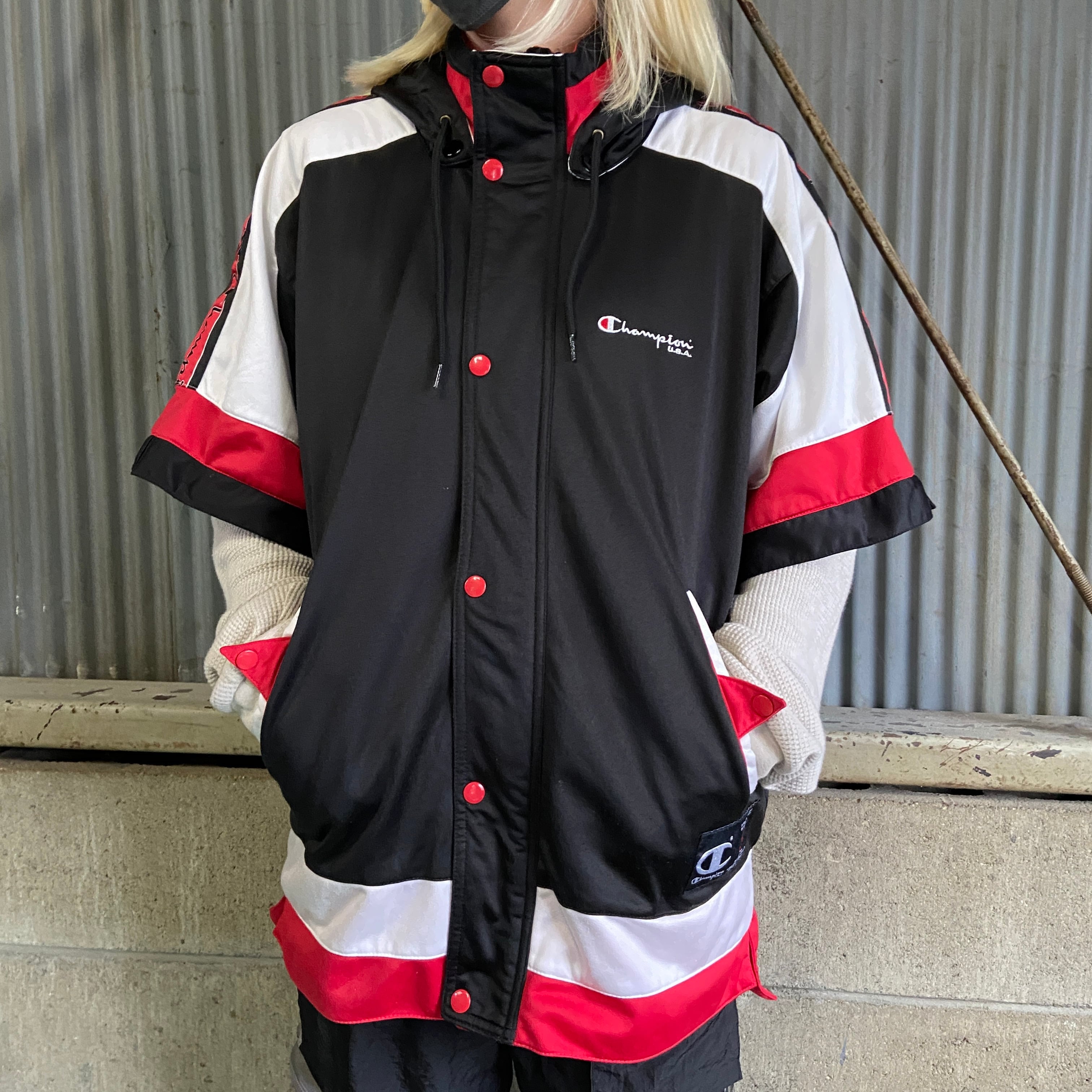 チャンピオン Champion USA サイドロゴテープ 半袖 ジャージパーカー 