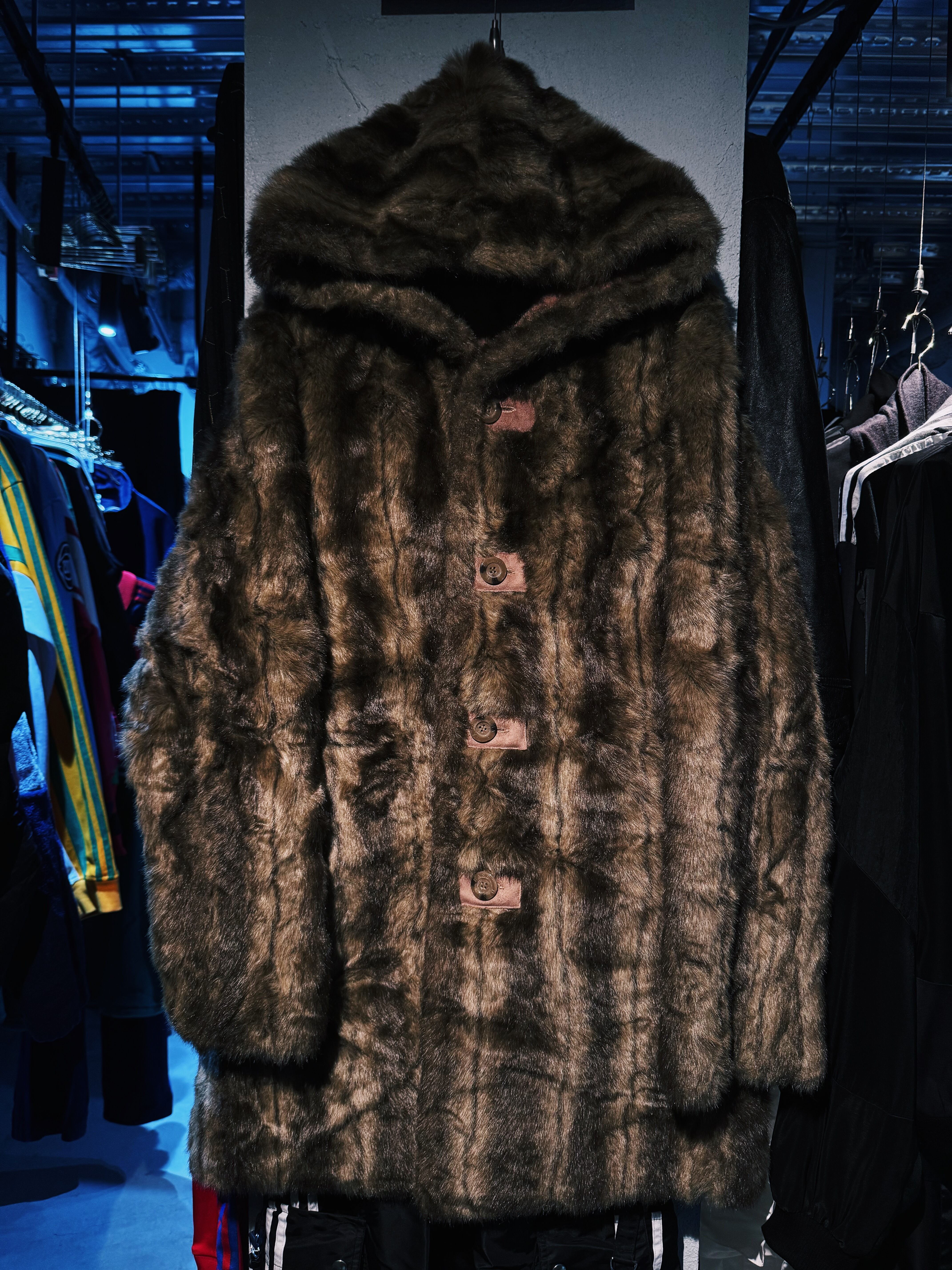 【D4C】"special" beige mouton x brown fur reversible loose middle coat
