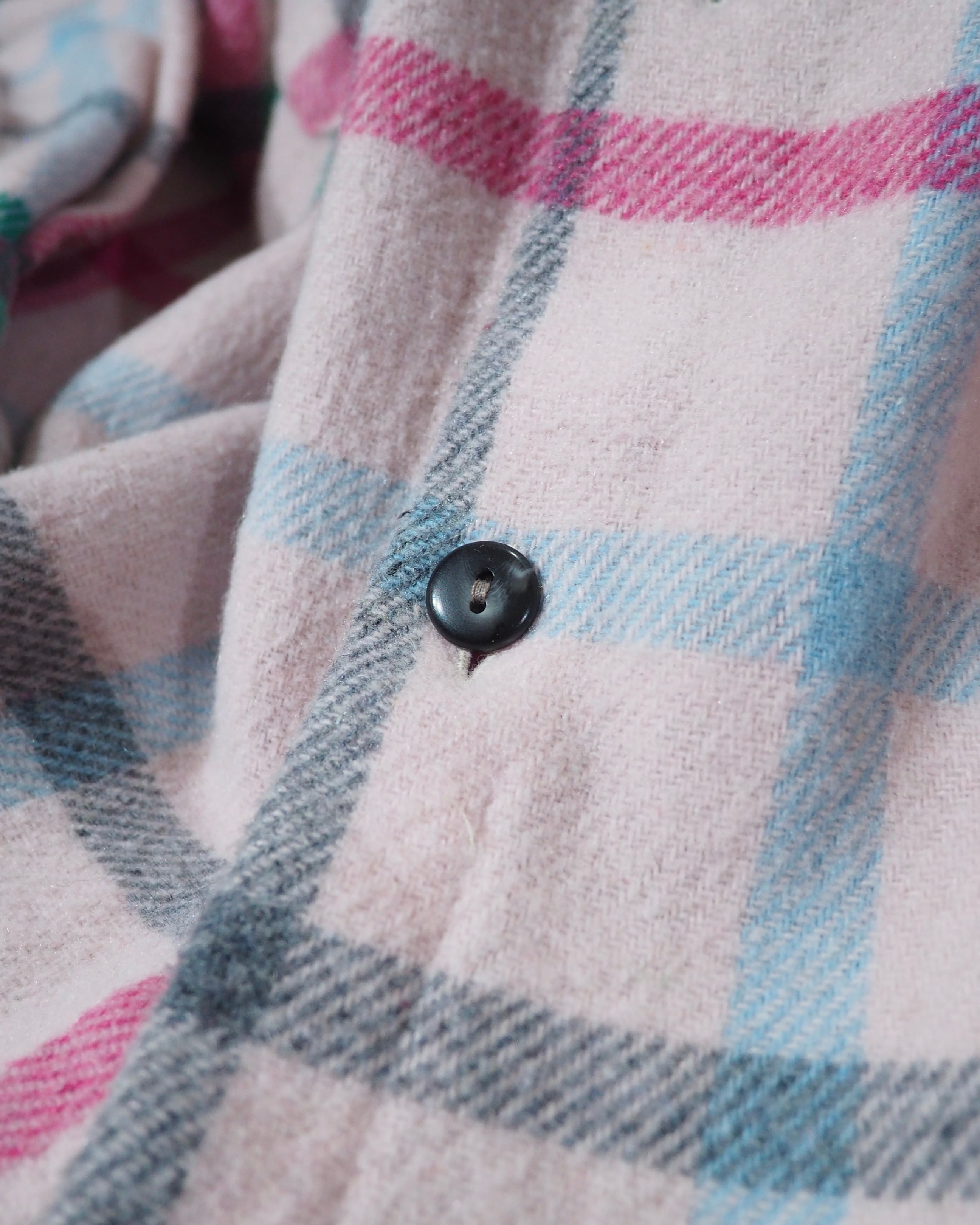 1980s " Green Mountain " Pale Pink Check Pattern Vintage Loose Flannel Shirt