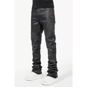 GUAPI / all black starry sky waxed denim