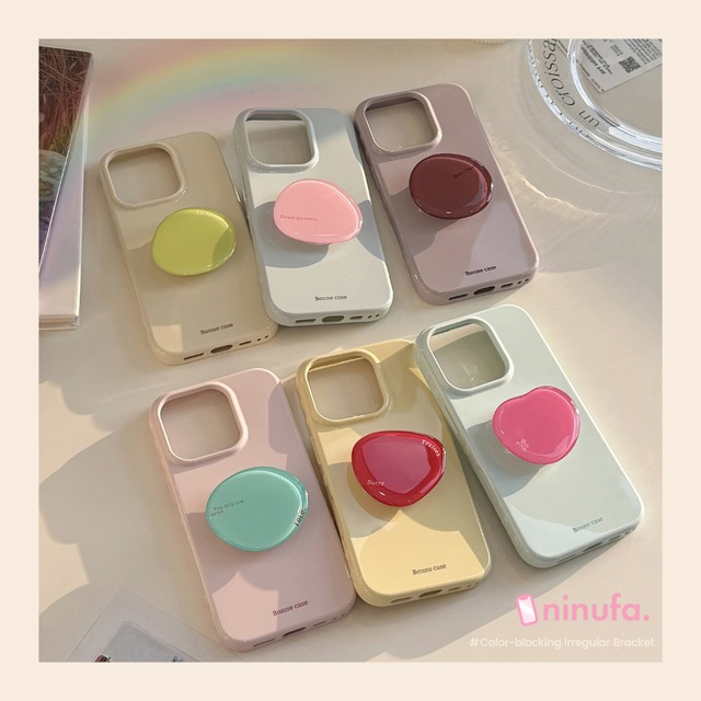 【iPhone17~12まで対応】ちゅるんと艶グリップ◎かわいい バイカラー 6色から選べる 組み合わせがおしゃれな スマホケース ND-16550