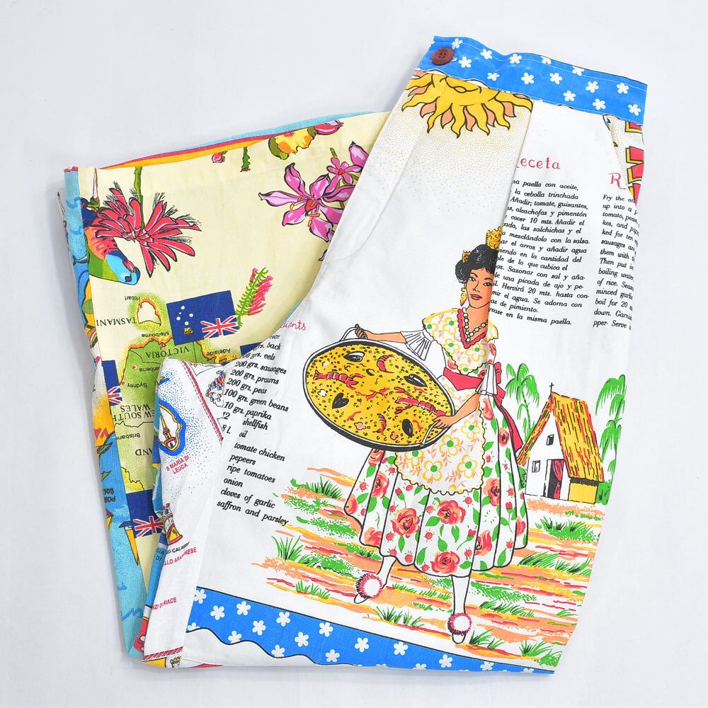 Remakeリメイク ヴィンテージ テキスタイル パッチワーク デザイン 再構築 ワイド ルーズシルエット バギーパンツ ツギハギ 古着 裏地付き レディースW72~88cm