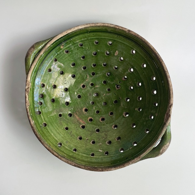 南フランス 緑釉 水切り皿｜France 19c
