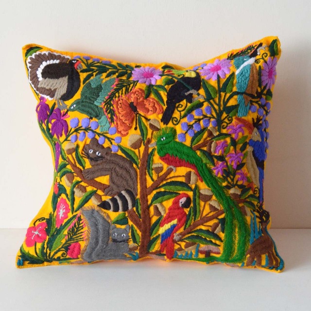 メキシコ シナカンタン刺繍クッションカバー（22000-E）