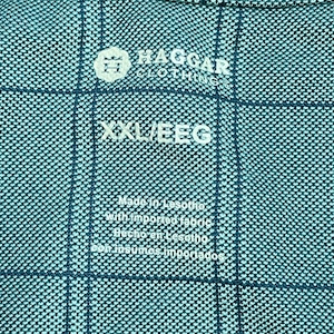 【HAGGAR】2XL ビッグシルエット ポロシャツ ポリエステル グリーン系 格子柄 US古着