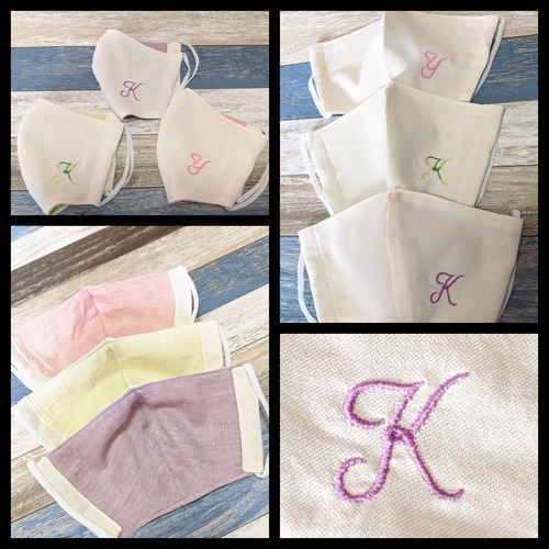 A様専用  イニシャル布マスクオーダー3点