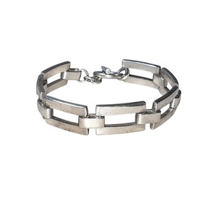 vintage silver rectangle link chain bracelet