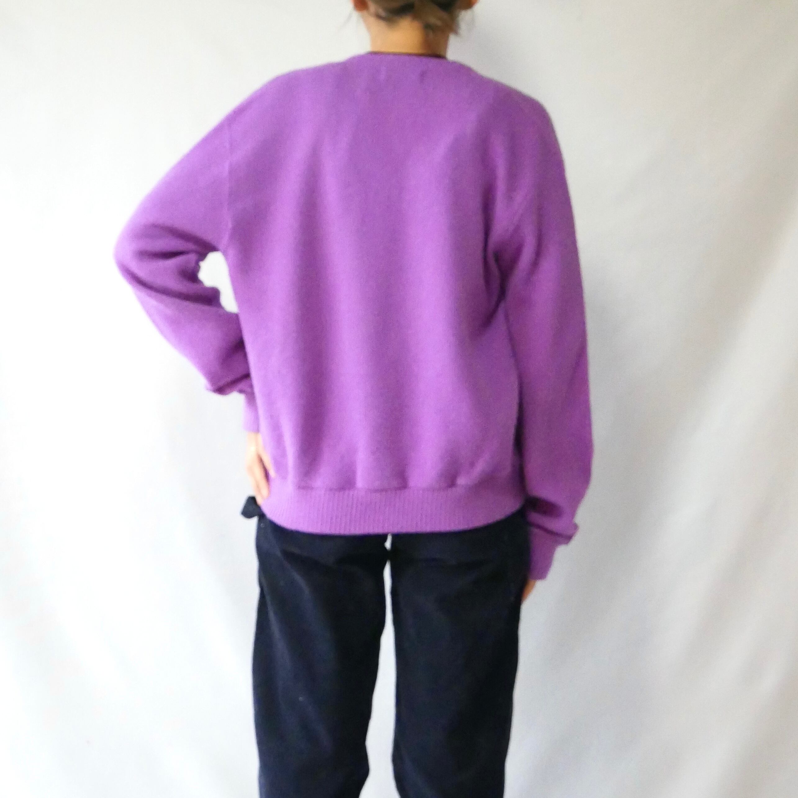 80s vintage 100%virgin orlon acrylic purple knit cardigan 80年代