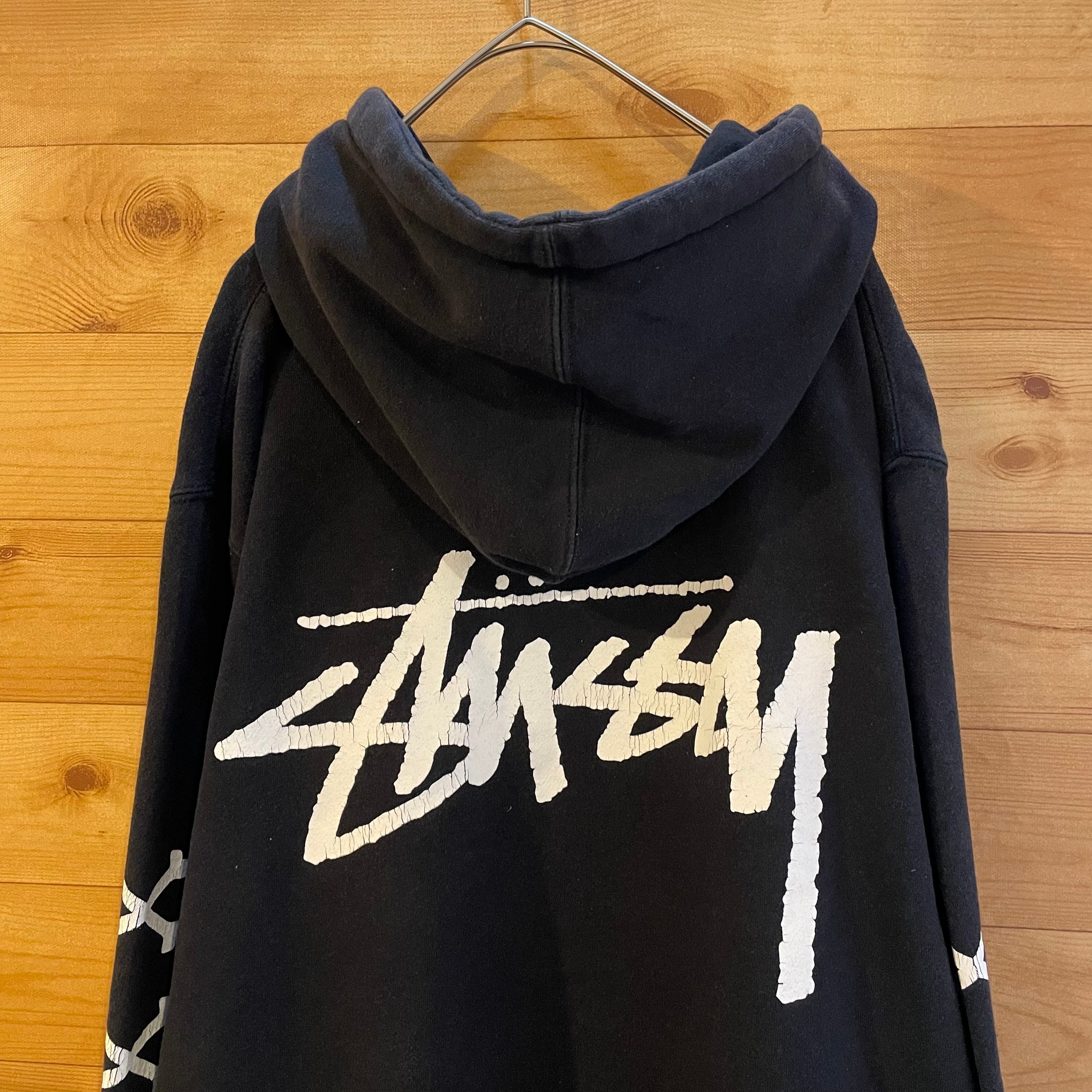 STUSSY ロゴプリント プルオーバーパーカー L