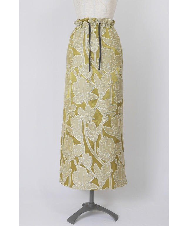 S-03 Magnolia Gather Skirt <OLIVE YELLOW Flower>