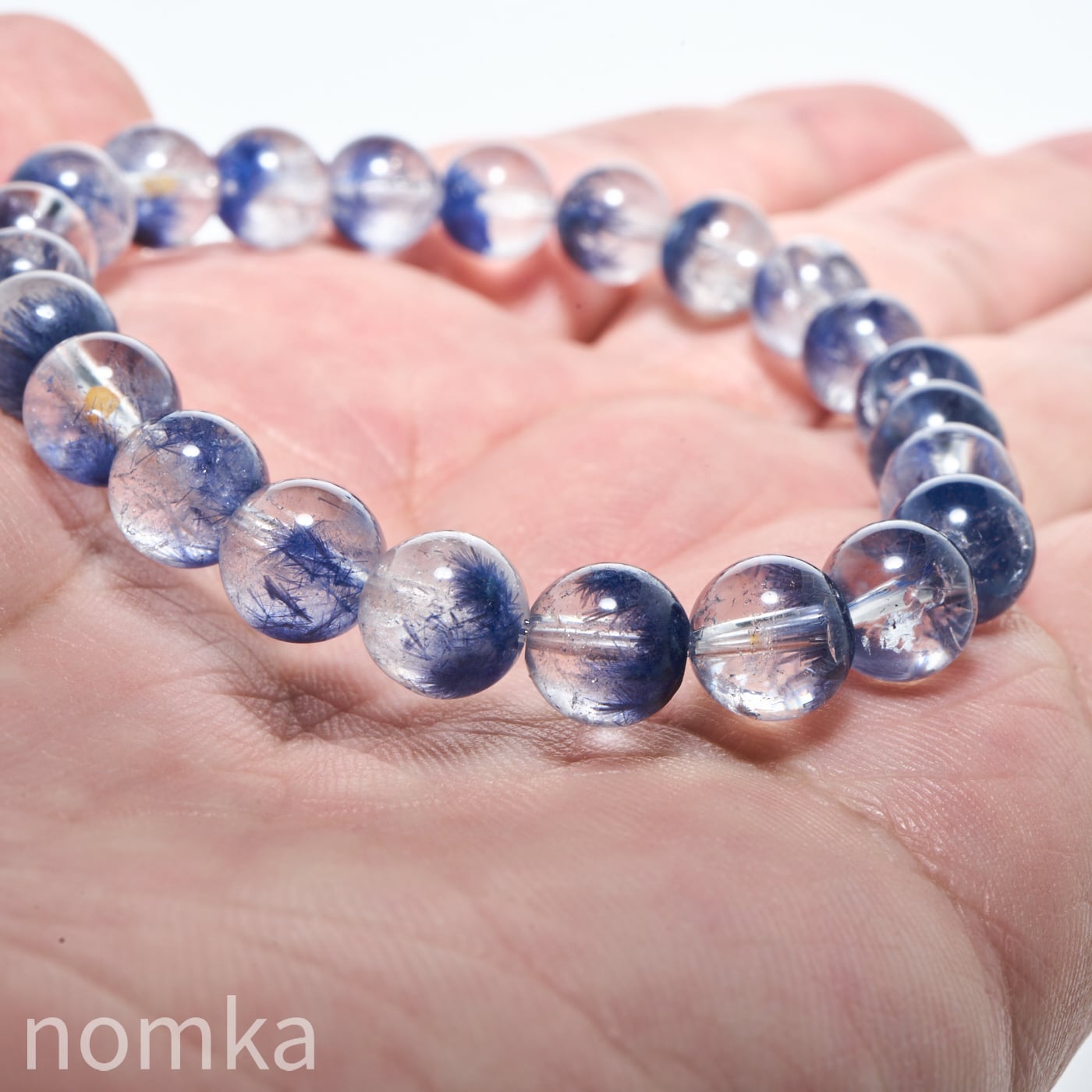 ★(断捨離！)デュモルチェライトinクォーツ 7.5ミリ珠 ブレスレット② 7.5mm 天然無処理 デュモルチェライトインクォーツ ブレスレット