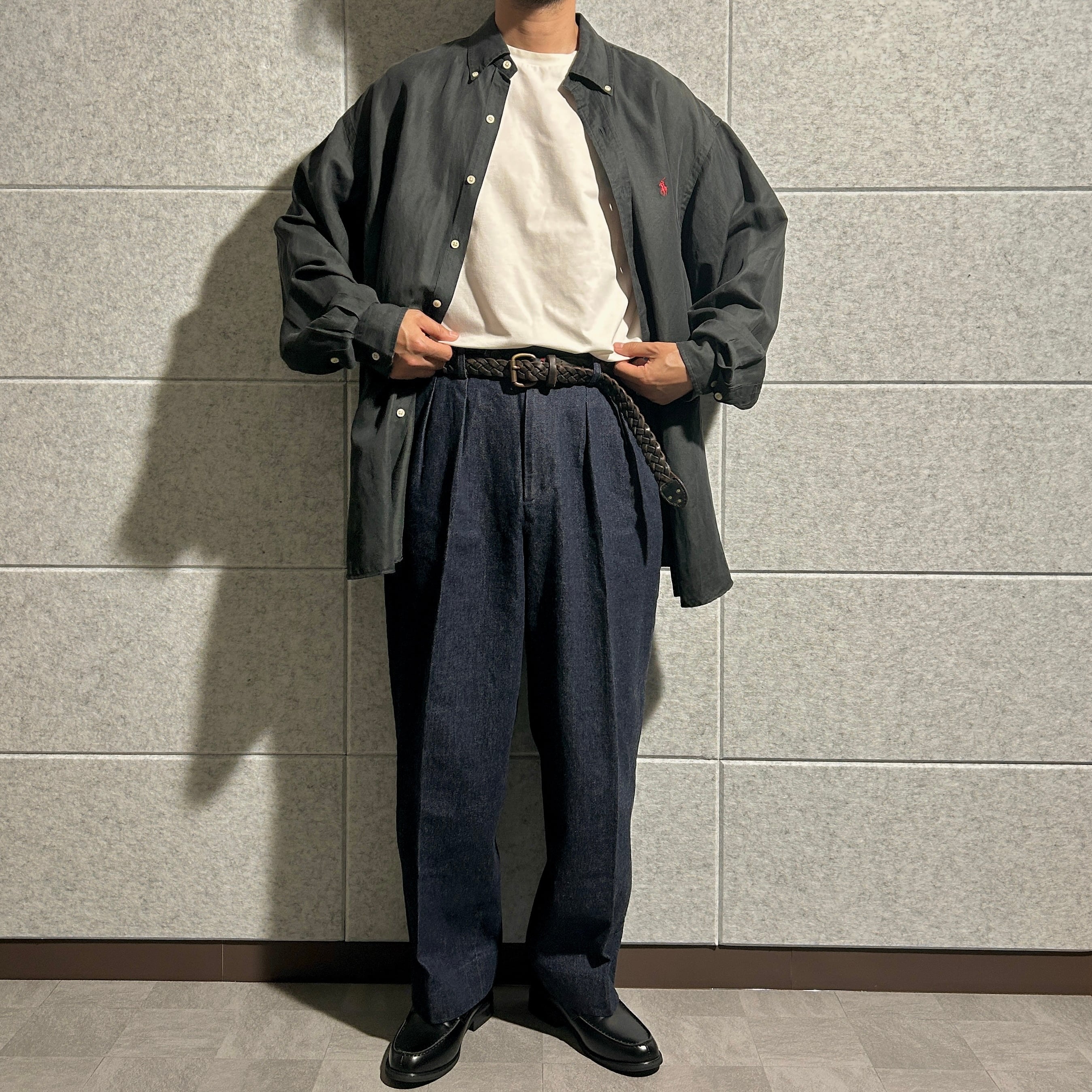Polo Ralph Lauren】【BLAKE】XL silk linen B.D.shirt ポロラルフ