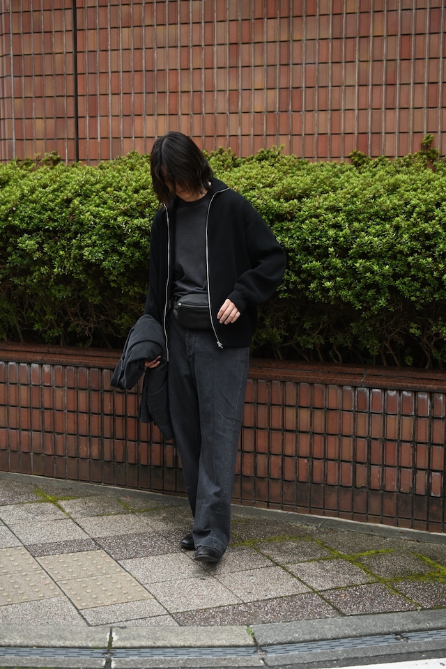 BATONER / HARD TWIST WOOL RIB DRIVERS KNIT (Black)