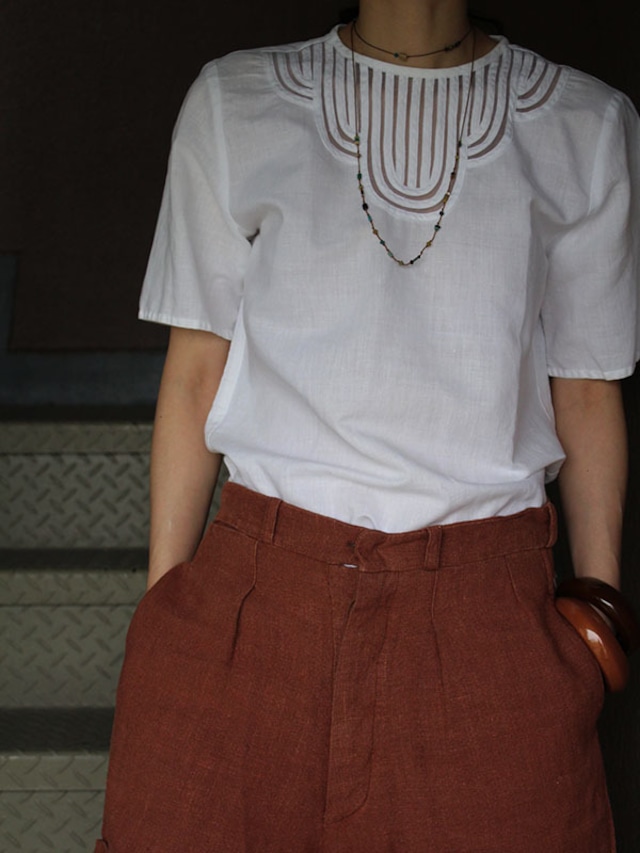 80s cottonlinen blouse