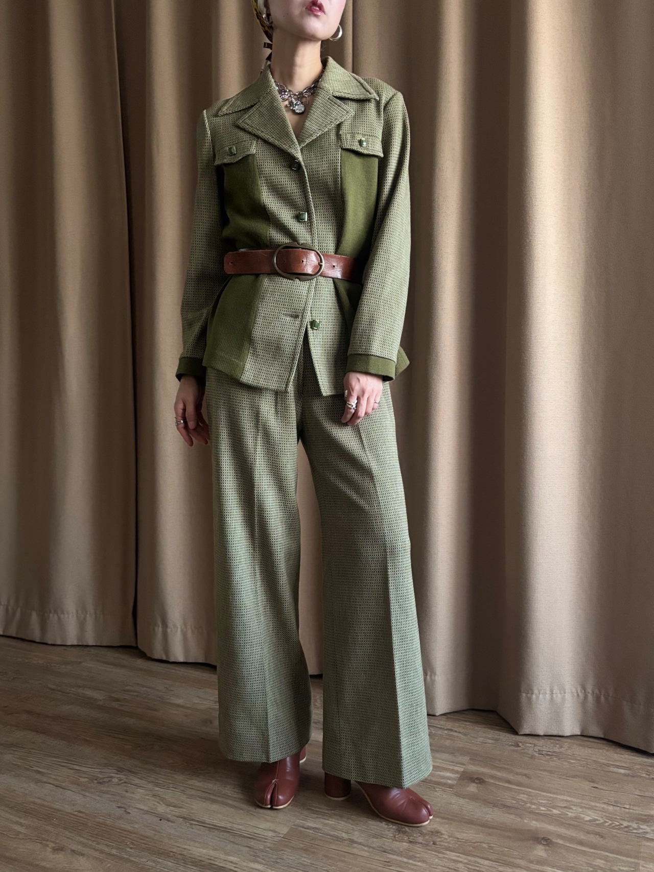 olive green rétro wool set up-5088-12