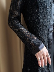 2way collar black lace shirt-4802-7