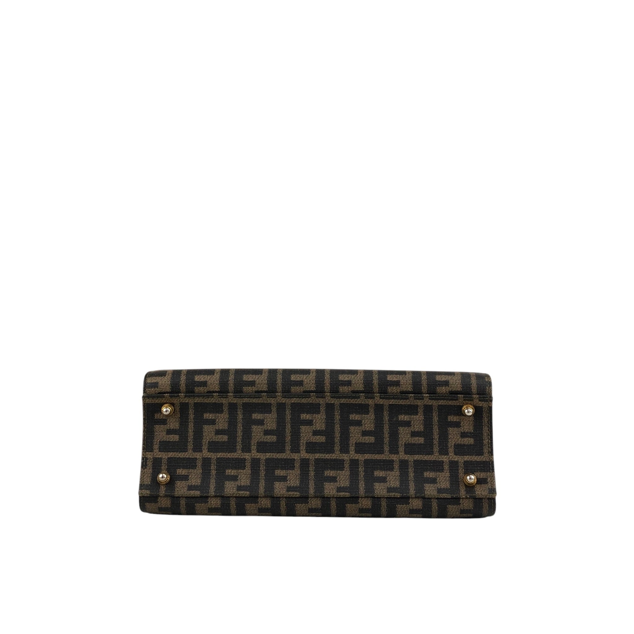 FENDI フェンディ ズッカ ハンドバッグ ブラウン ロゴ PVC レザー