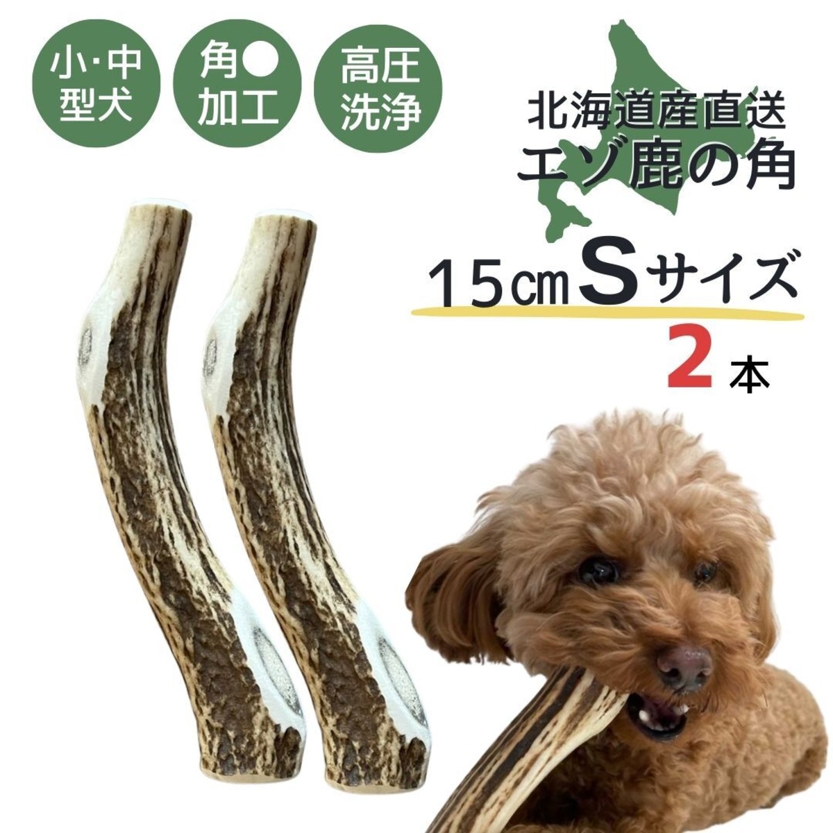 送料無料】北海道産蝦夷鹿の角 Sサイズ 2本 犬のおやつ おもちゃ 鹿角 