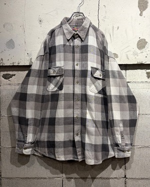【Caka otto】Monotone Checkerd Pattern Vintage Loose Heavy Flannel Shirt