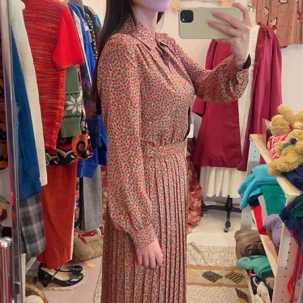 mini strawberry gold button one-piece